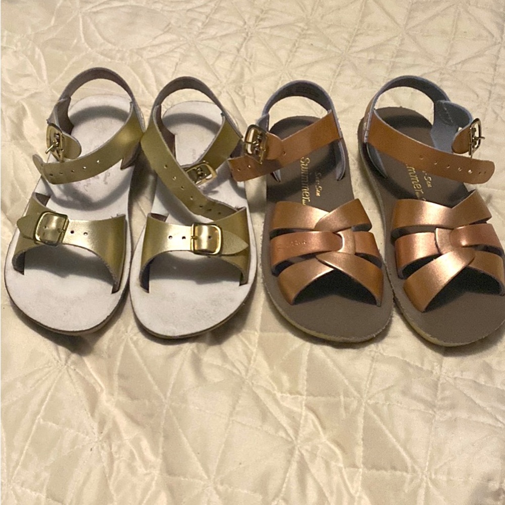 Little girls rose gold and gold Sun Sans